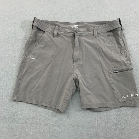 Huk Performance Shorts Mens XXL Cargo Fishing Zip Flat Front Expandable Waist - Picture 1 of 16